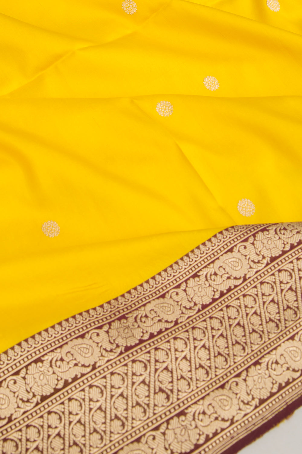 Banarasi Silk Butta Yellow Saree