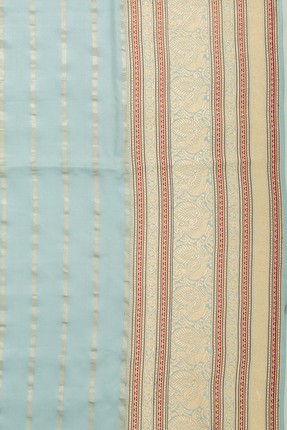 Banarasi Satin Horizontal Lines Blue Saree