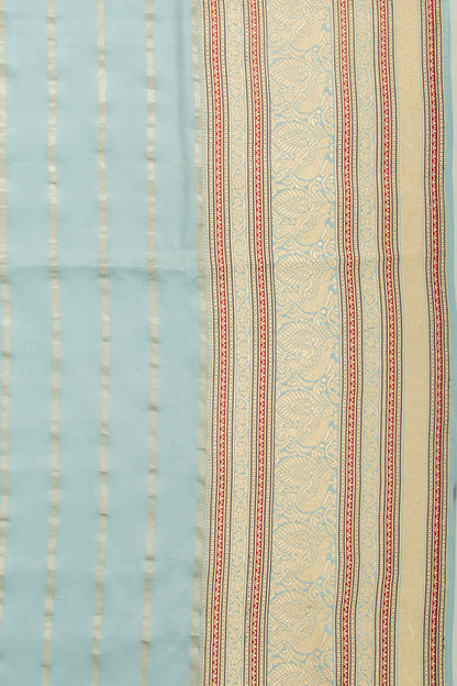 Banarasi Satin Horizontal Lines Blue Saree