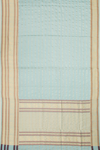 Banarasi Satin Horizontal Lines Blue Saree