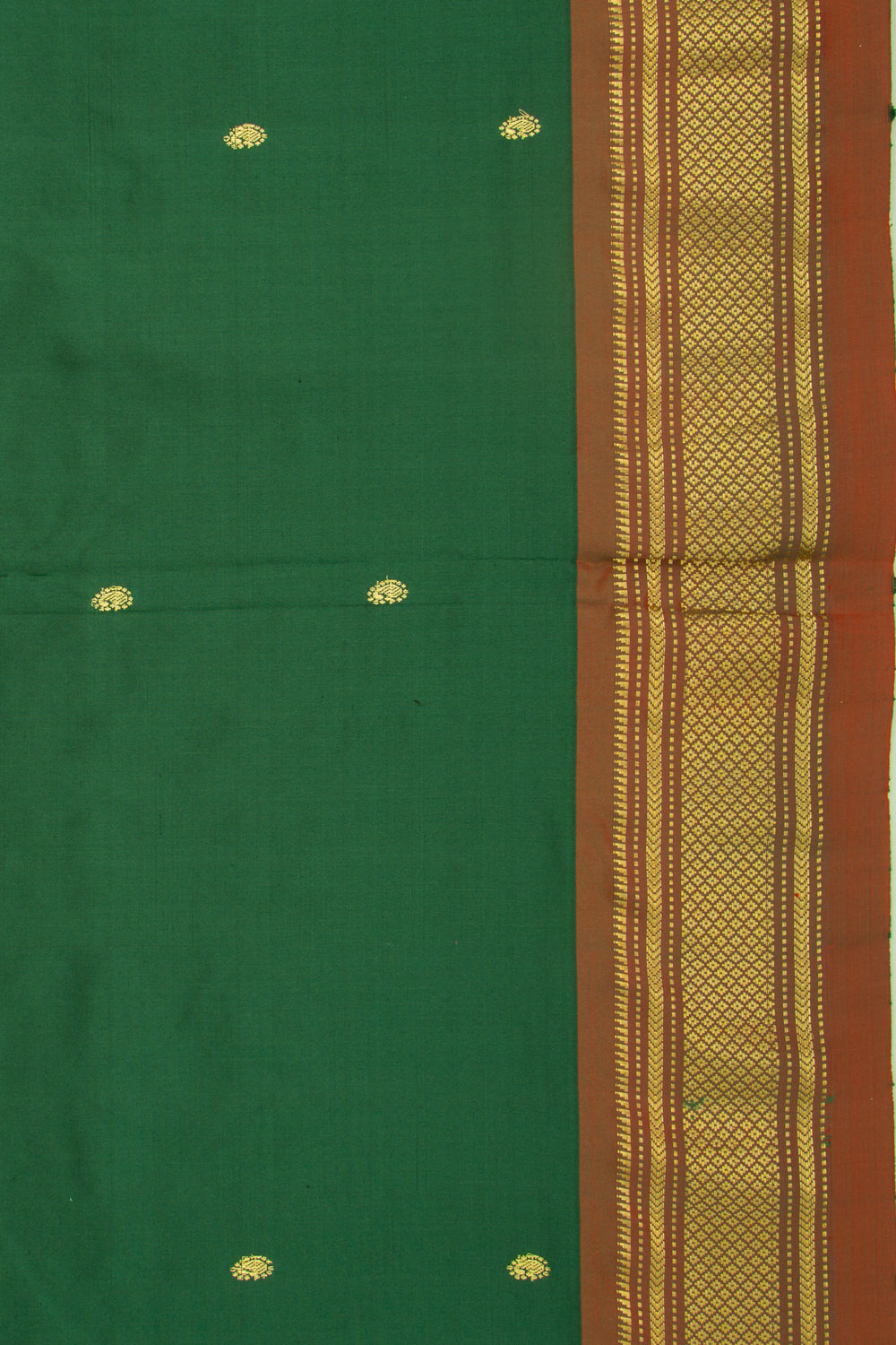 Paithani Silk Butta Dark Green Saree