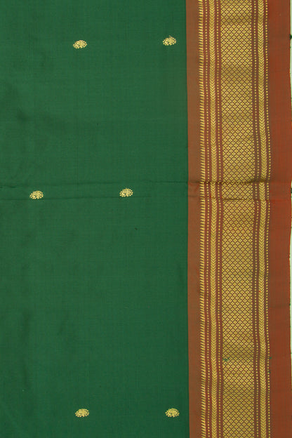 Paithani Silk Butta Dark Green Saree