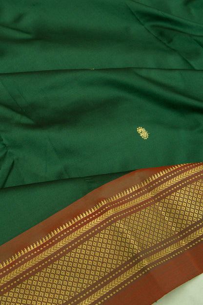 Paithani Silk Butta Dark Green Saree