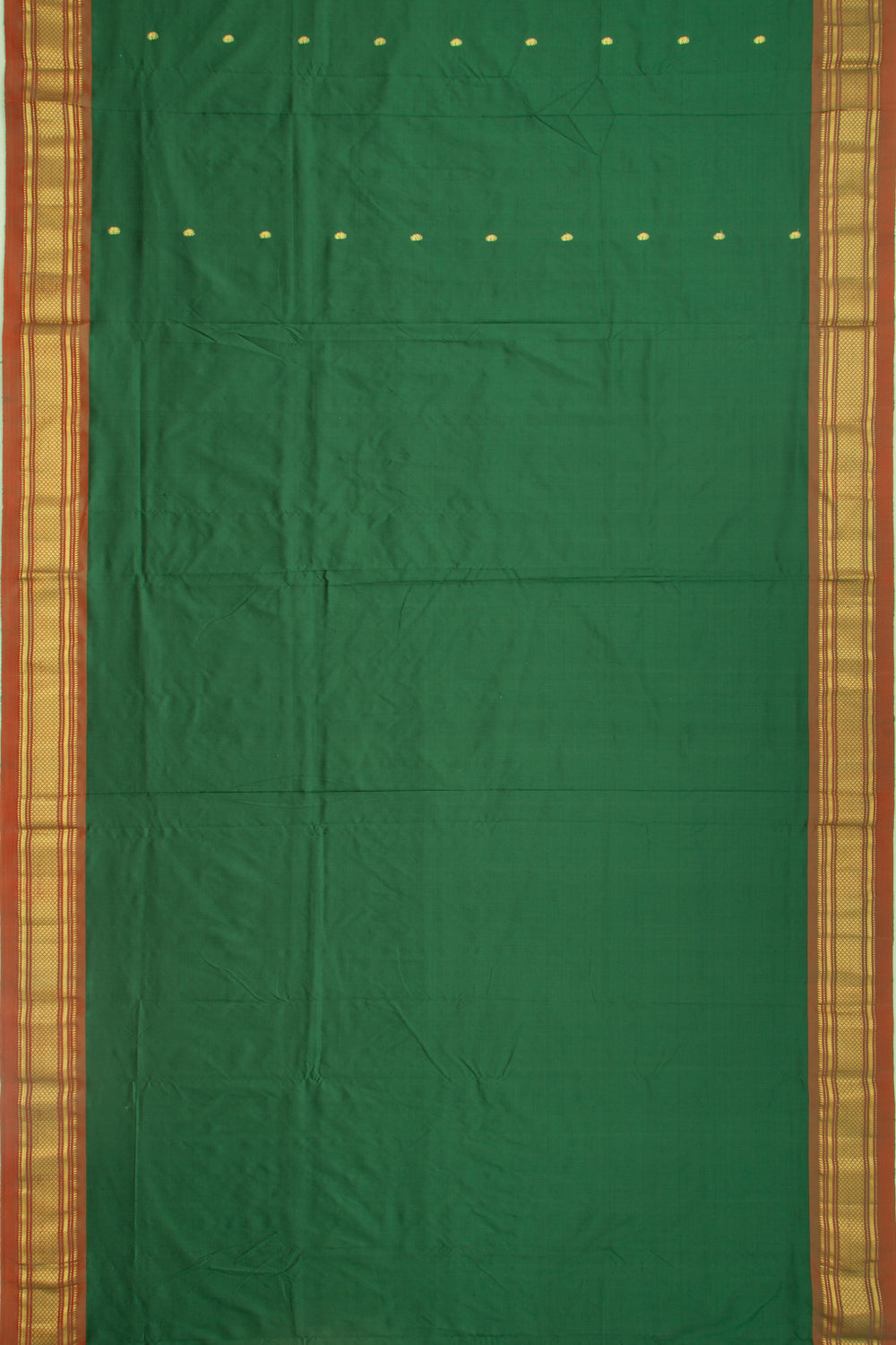 Paithani Silk Butta Dark Green Saree