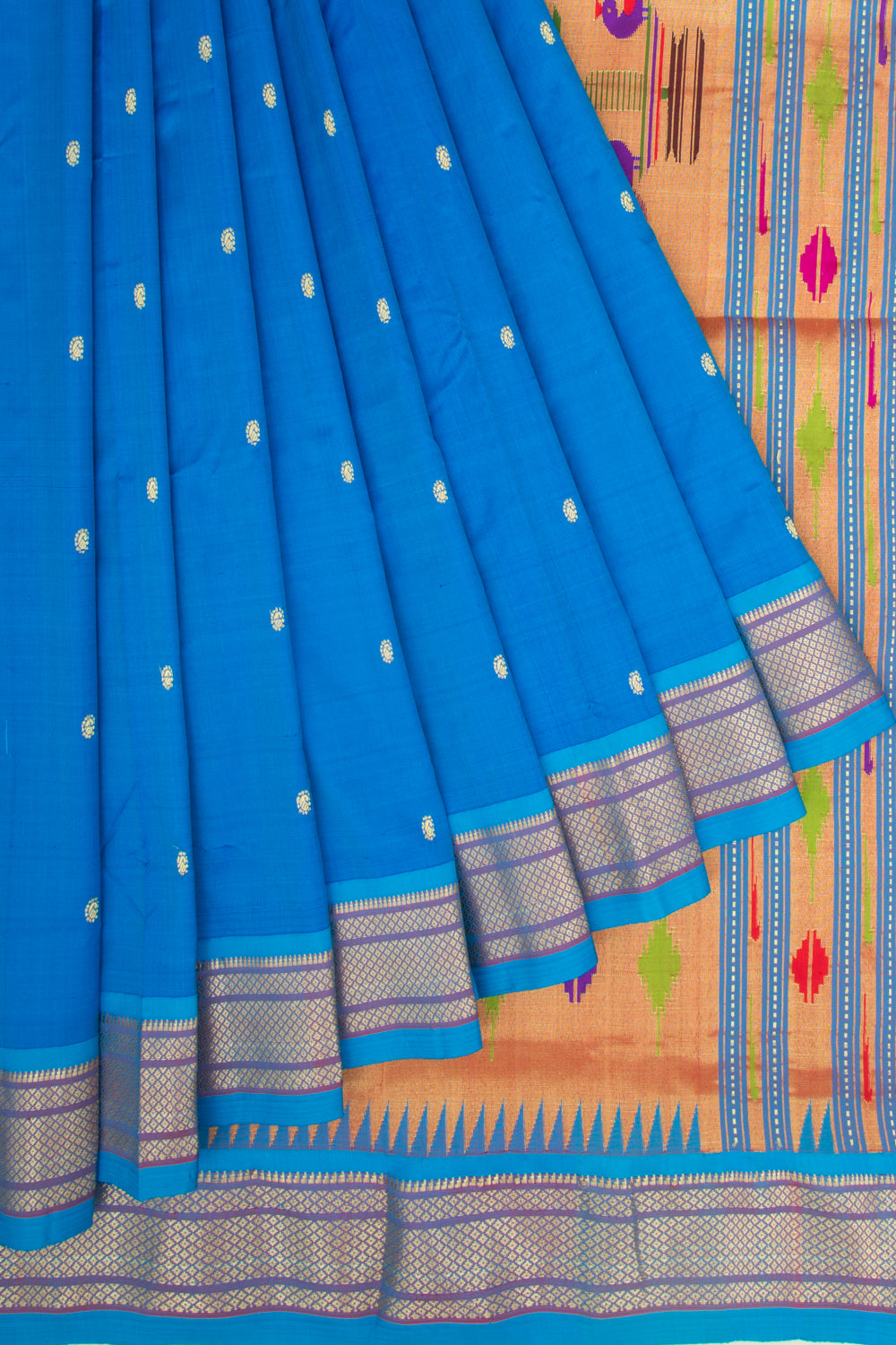 Paithani Silk Butta Blue Saree