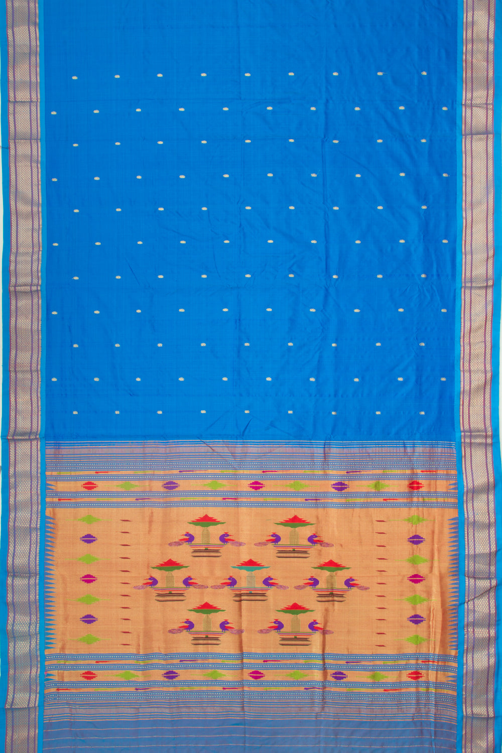 Paithani Silk Butta Blue Saree