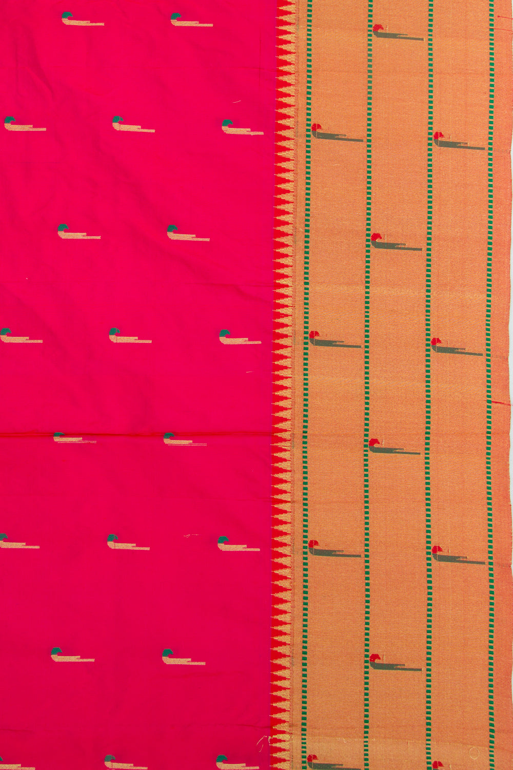 Soft Silk Paithani Inspired Butta Pink Saree With Triple Muniya Border