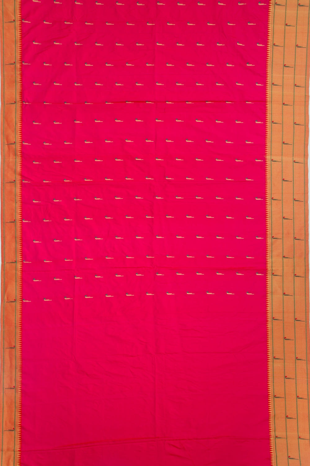Soft Silk Paithani Inspired Butta Pink Saree With Triple Muniya Border
