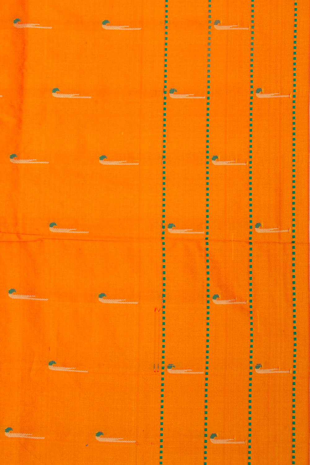 Soft Silk Paithani Inspired Butta Orange Saree With Triple Muniya Border