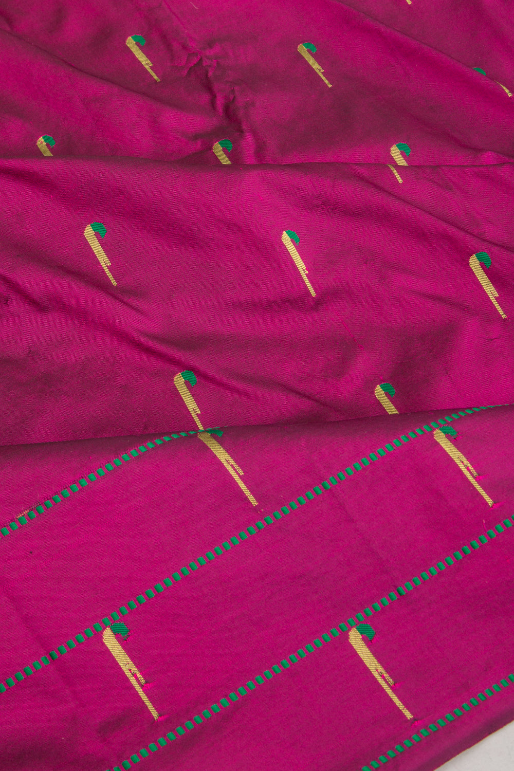 Soft Silk Paithani Inspired Butta Purple Saree With Triple Muniya Border