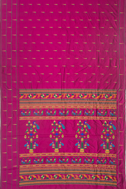 Paithani Soft Silk Butta Purple Saree With Triple Muniya Border