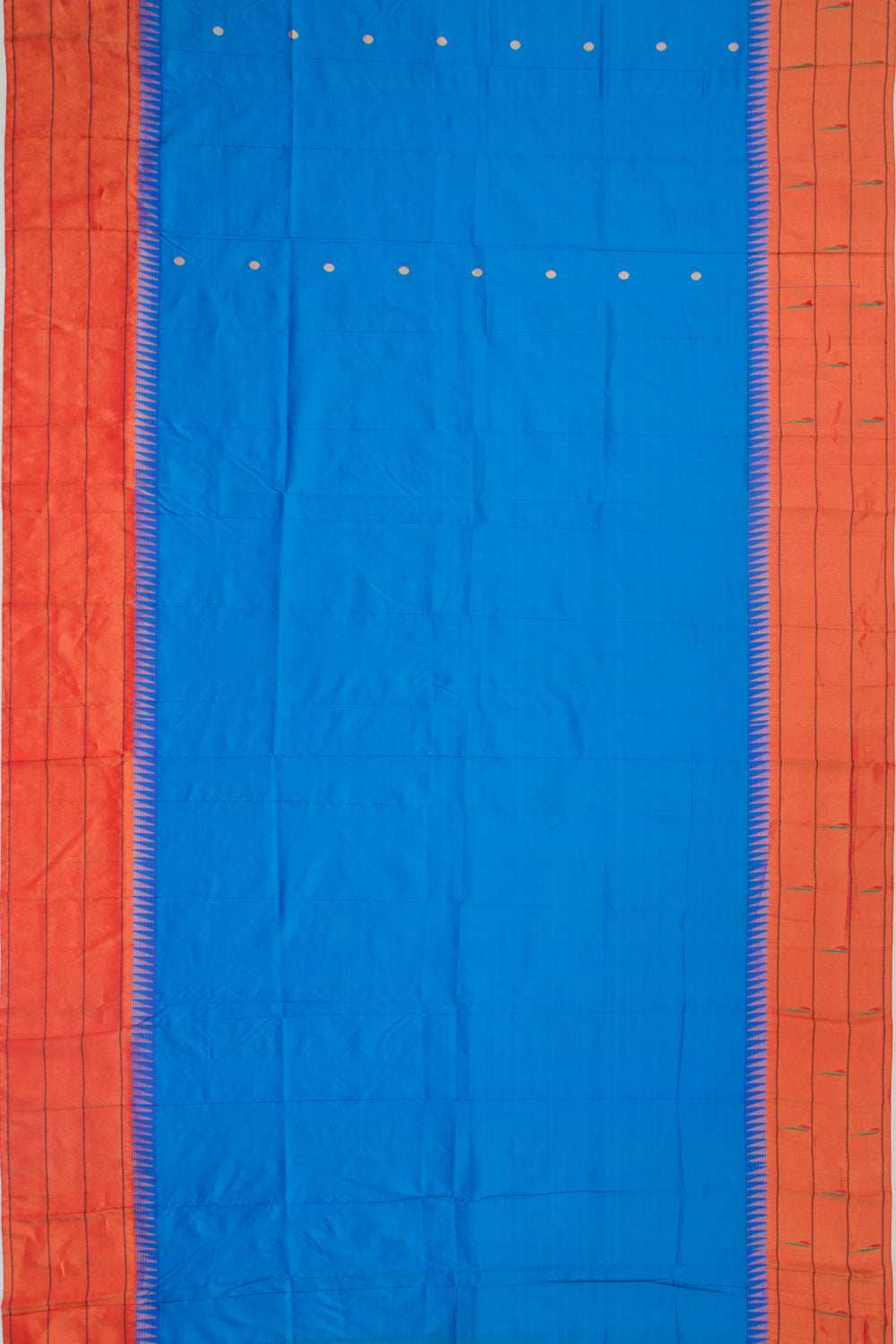 Soft Silk Paithani Inspired Butta Blue Saree With Triple Muniya Border