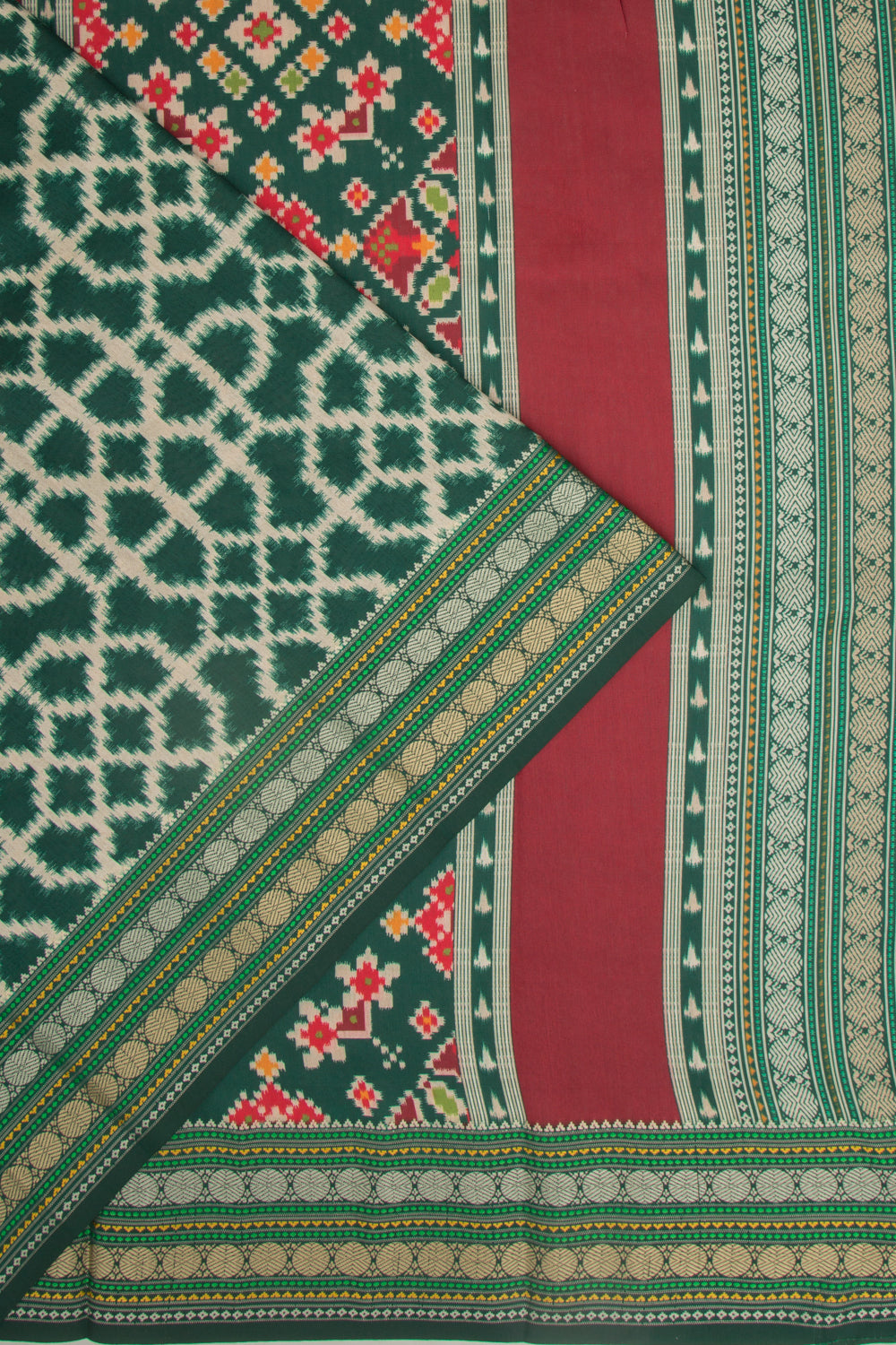 Soft Dupion Silk Printed Green Saree