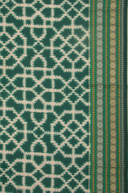 Soft Dupion Silk Printed Green Saree