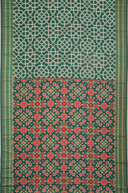 Soft Dupion Silk Printed Green Saree