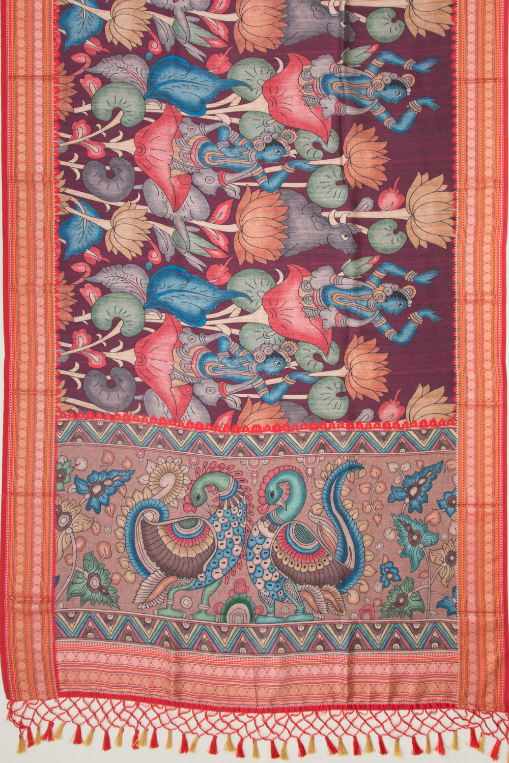 Soft Dupion Silk Printed Purple Saree