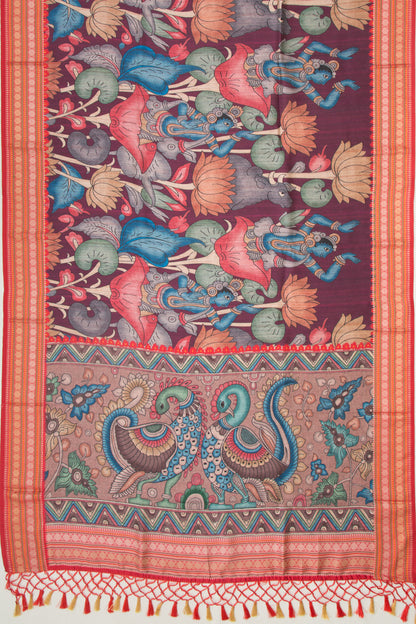 Soft Dupion Silk Printed Purple Saree