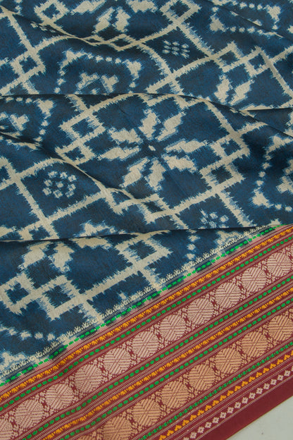 Soft Dupion Silk Printed Dark Blue Saree