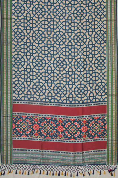 Soft Dupion Silk Printed Off White Saree