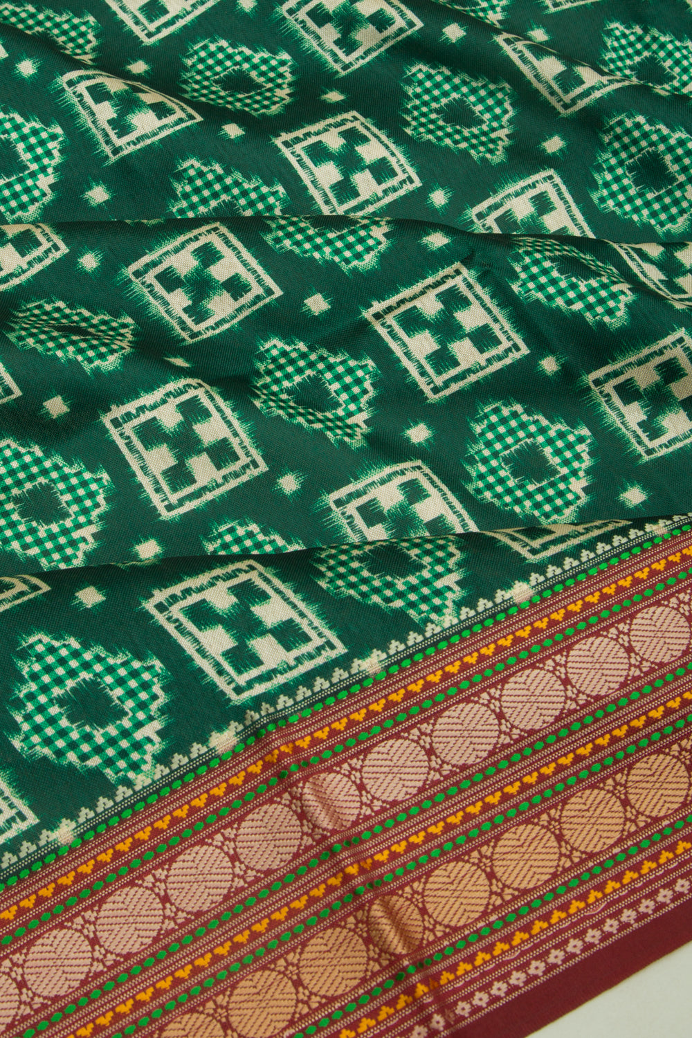 Soft Dupion Silk Printed Green Saree