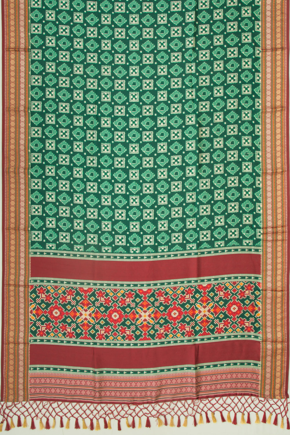Soft Dupion Silk Printed Green Saree