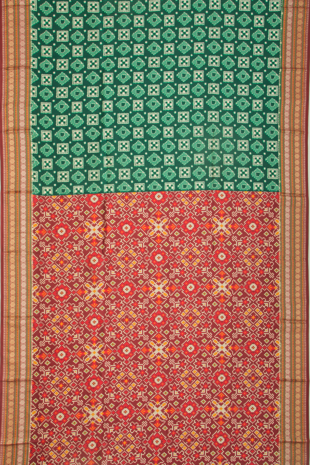 Soft Dupion Silk Printed Green Saree