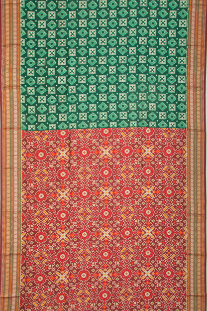 Soft Dupion Silk Printed Green Saree