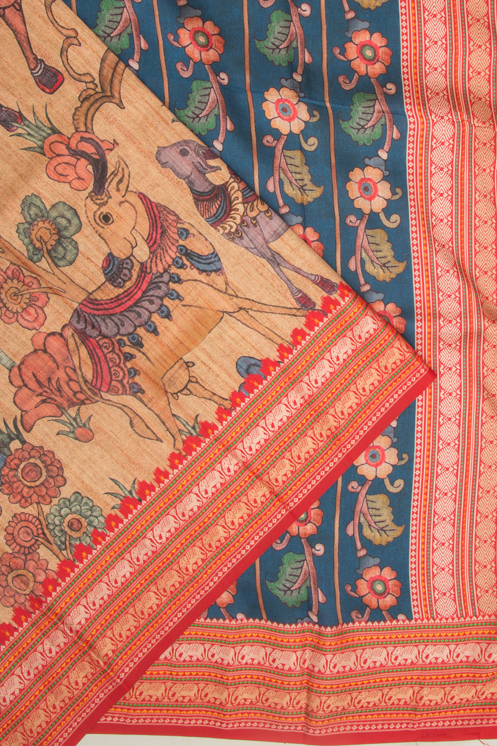 Tussar Printed Rustic Beige Saree