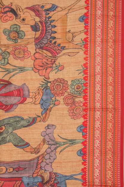 Tussar Printed Rustic Beige Saree