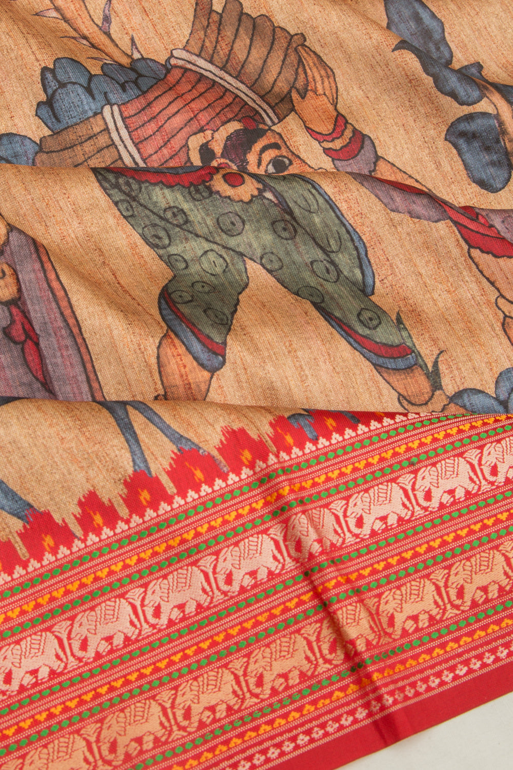 Tussar Printed Rustic Beige Saree