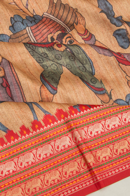 Tussar Printed Rustic Beige Saree
