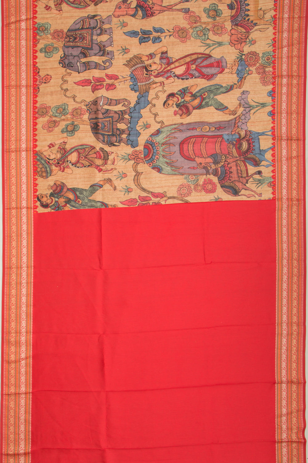 Tussar Printed Rustic Beige Saree