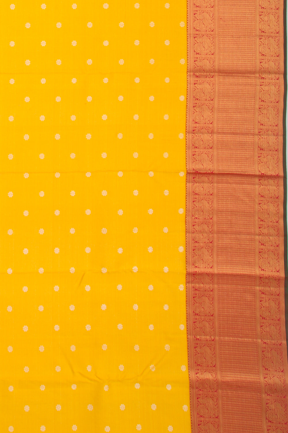 Kanchipuram Silk Oosi Lines And Butta Yellow Saree