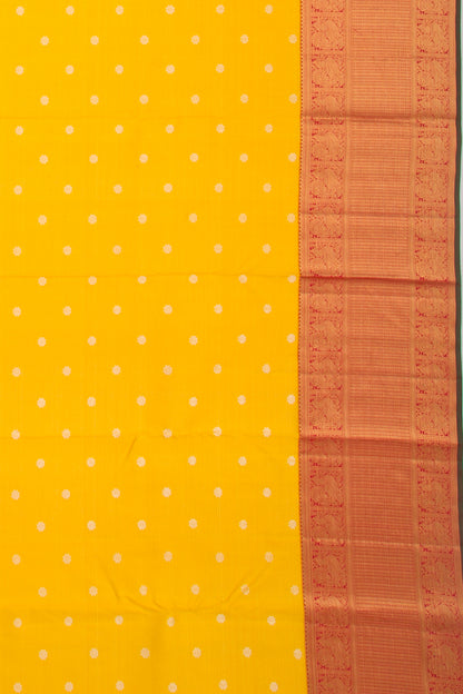 Kanchipuram Silk Oosi Lines And Butta Yellow Saree