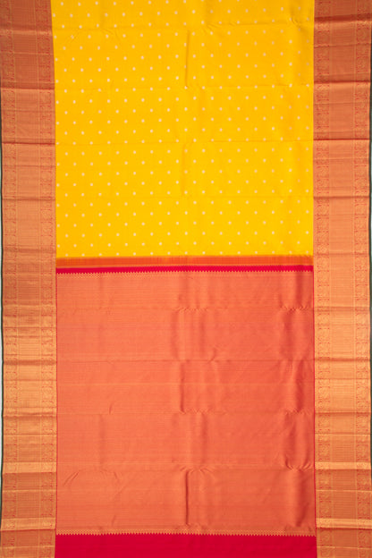 Kanchipuram Silk Oosi Lines And Butta Yellow Saree