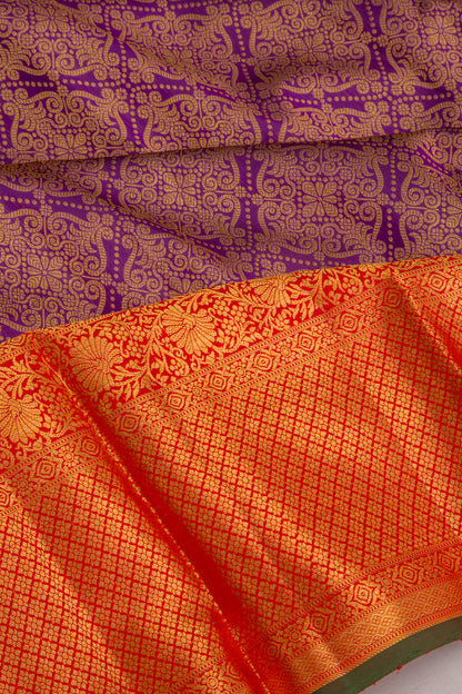 Kanchipuram Silk Brocade Purple Saree