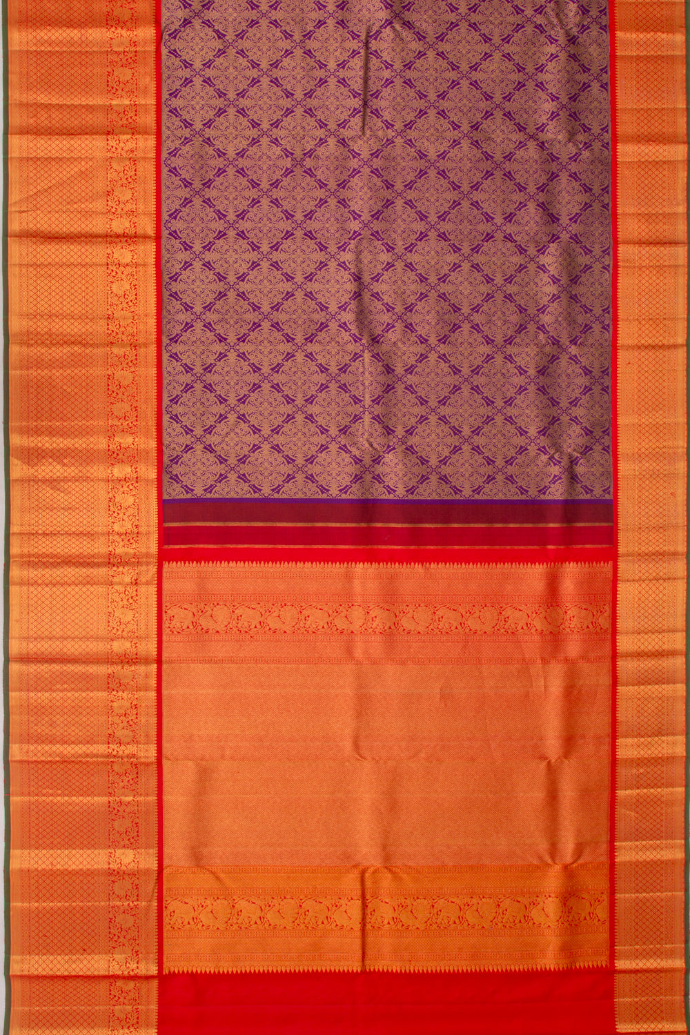 Kanchipuram Silk Brocade Purple Saree