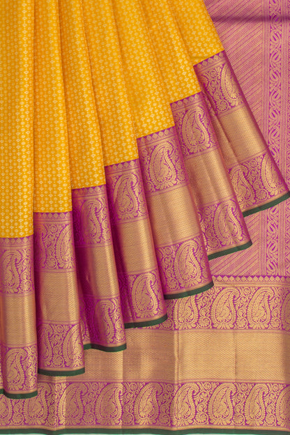 Kanchipuram Silk Brocade Yellow Saree