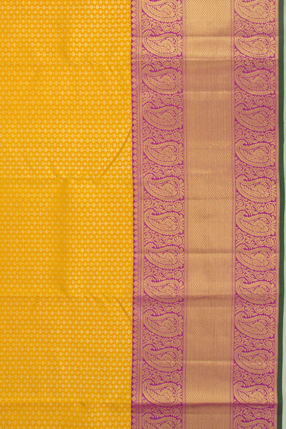 Kanchipuram Silk Brocade Yellow Saree