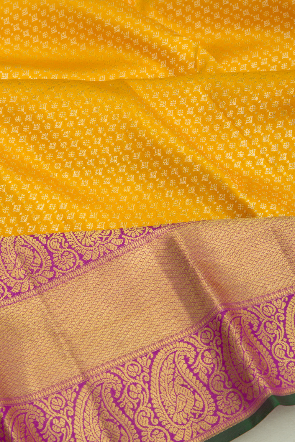 Kanchipuram Silk Brocade Yellow Saree