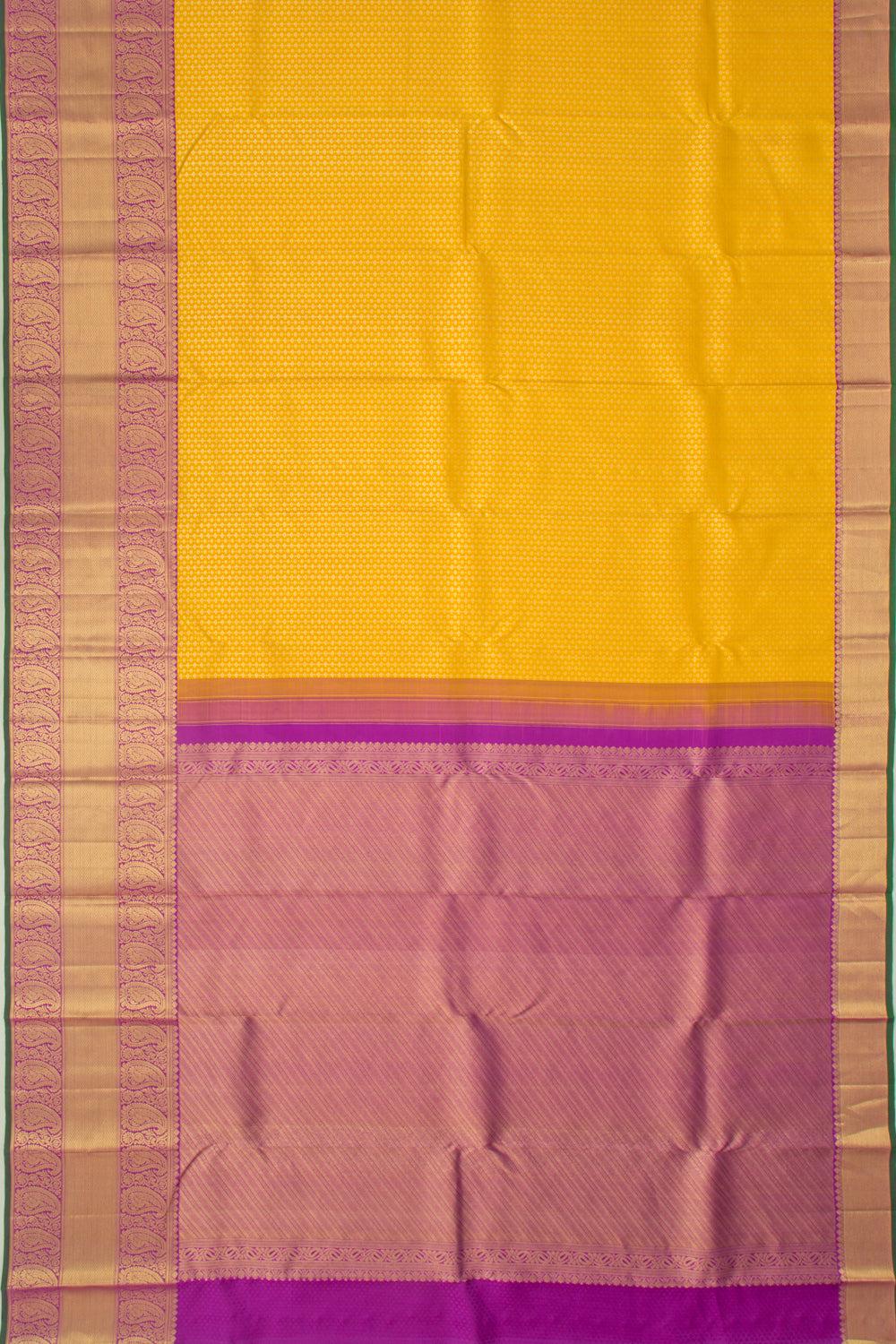 Kanchipuram Silk Brocade Yellow Saree