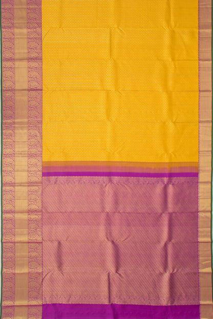 Kanchipuram Silk Brocade Yellow Saree