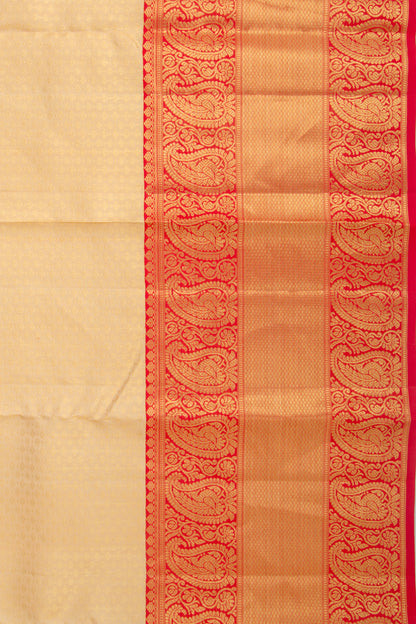 Kanchipuram Silk Brocade Cream Saree