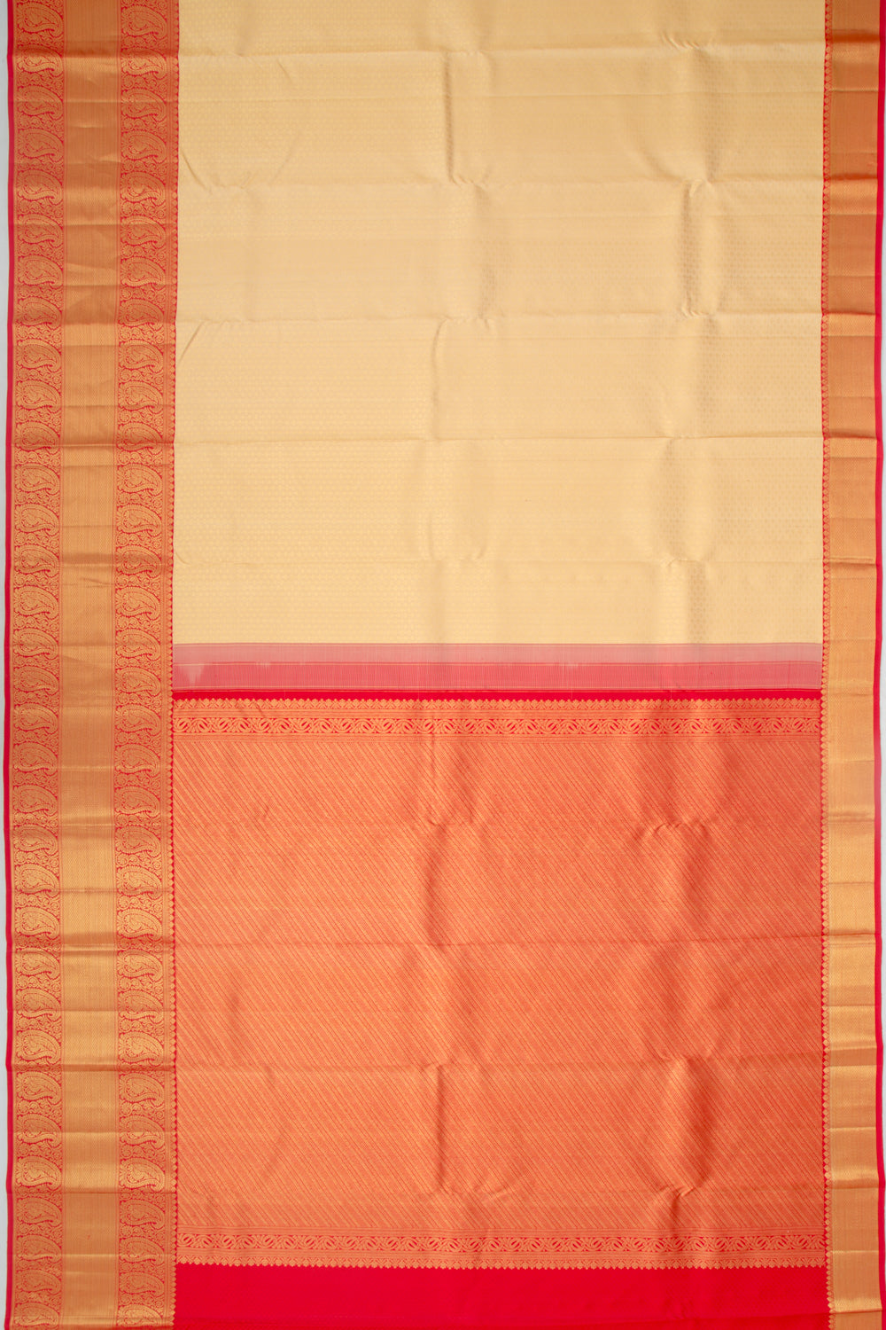 Kanchipuram Silk Brocade Cream Saree