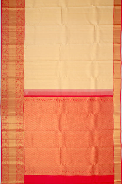 Kanchipuram Silk Brocade Cream Saree