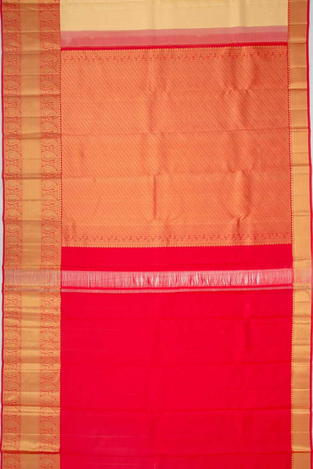Kanchipuram Silk Brocade Cream Saree