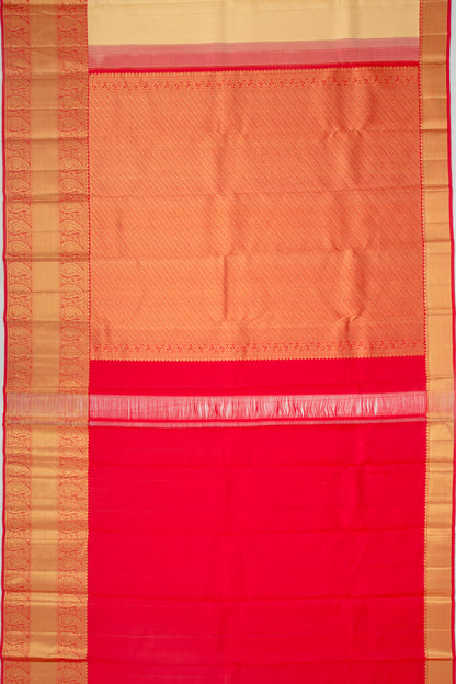 Kanchipuram Silk Brocade Cream Saree