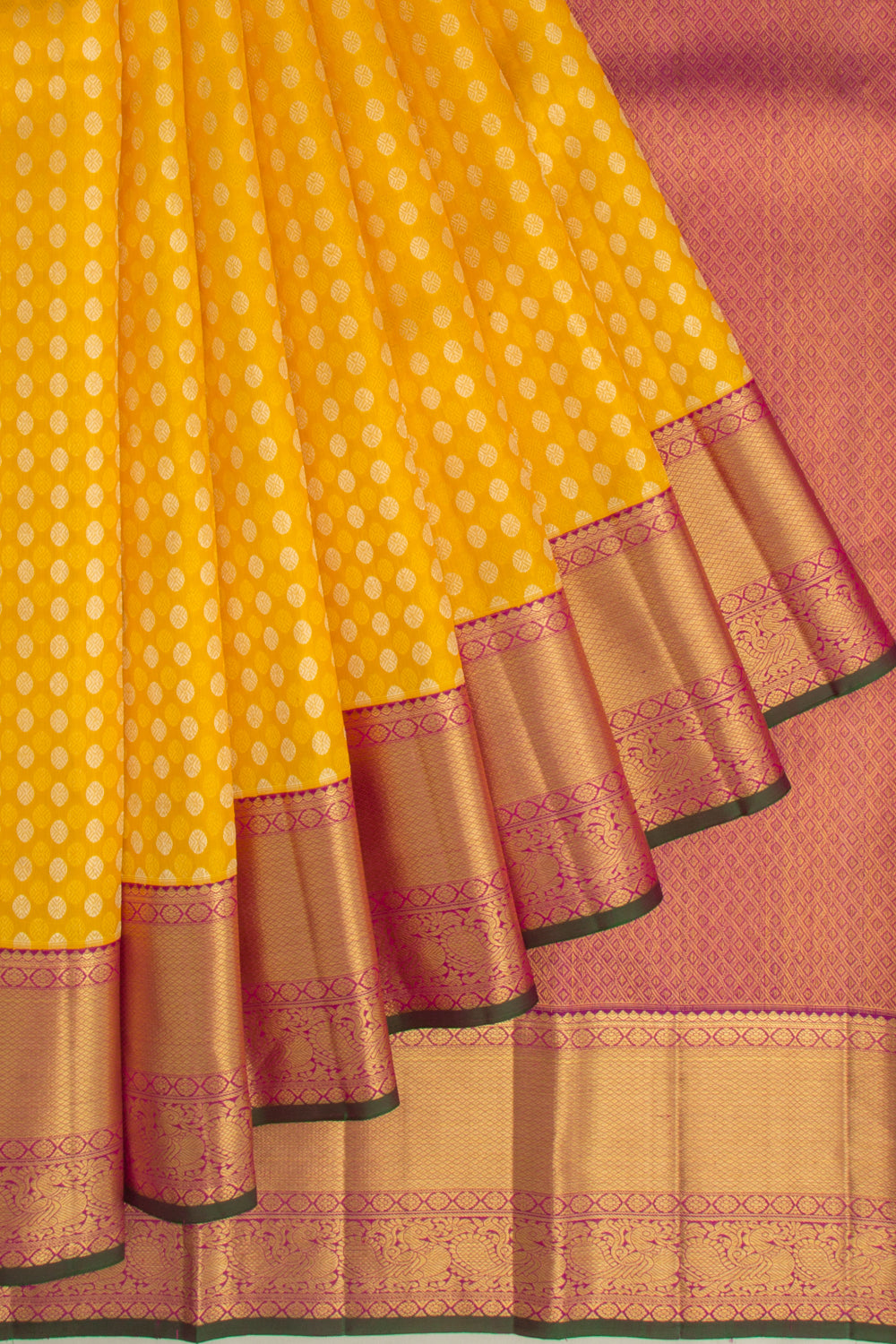 Kanchipuram Silk Brocade Yellow Saree