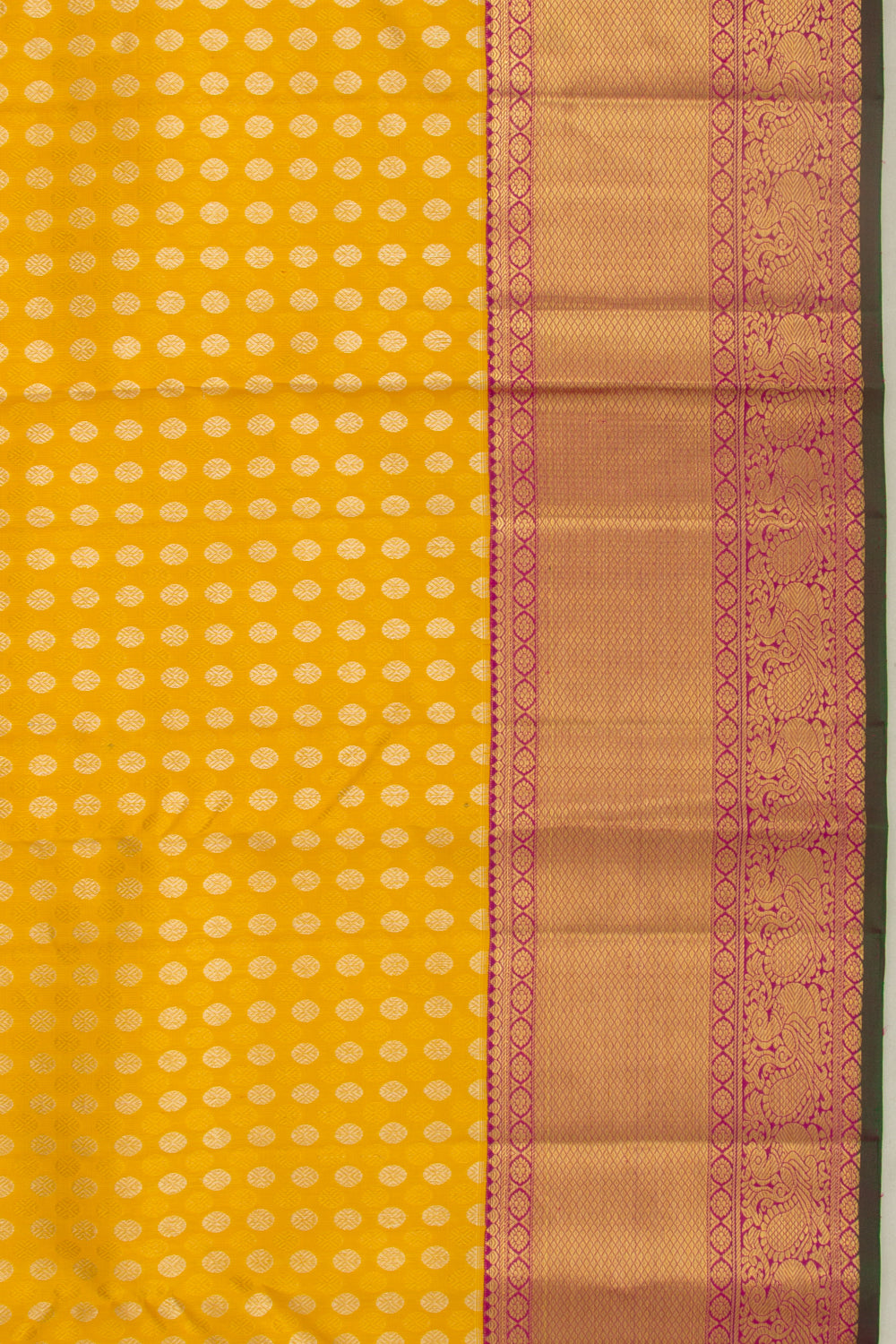 Kanchipuram Silk Brocade Yellow Saree