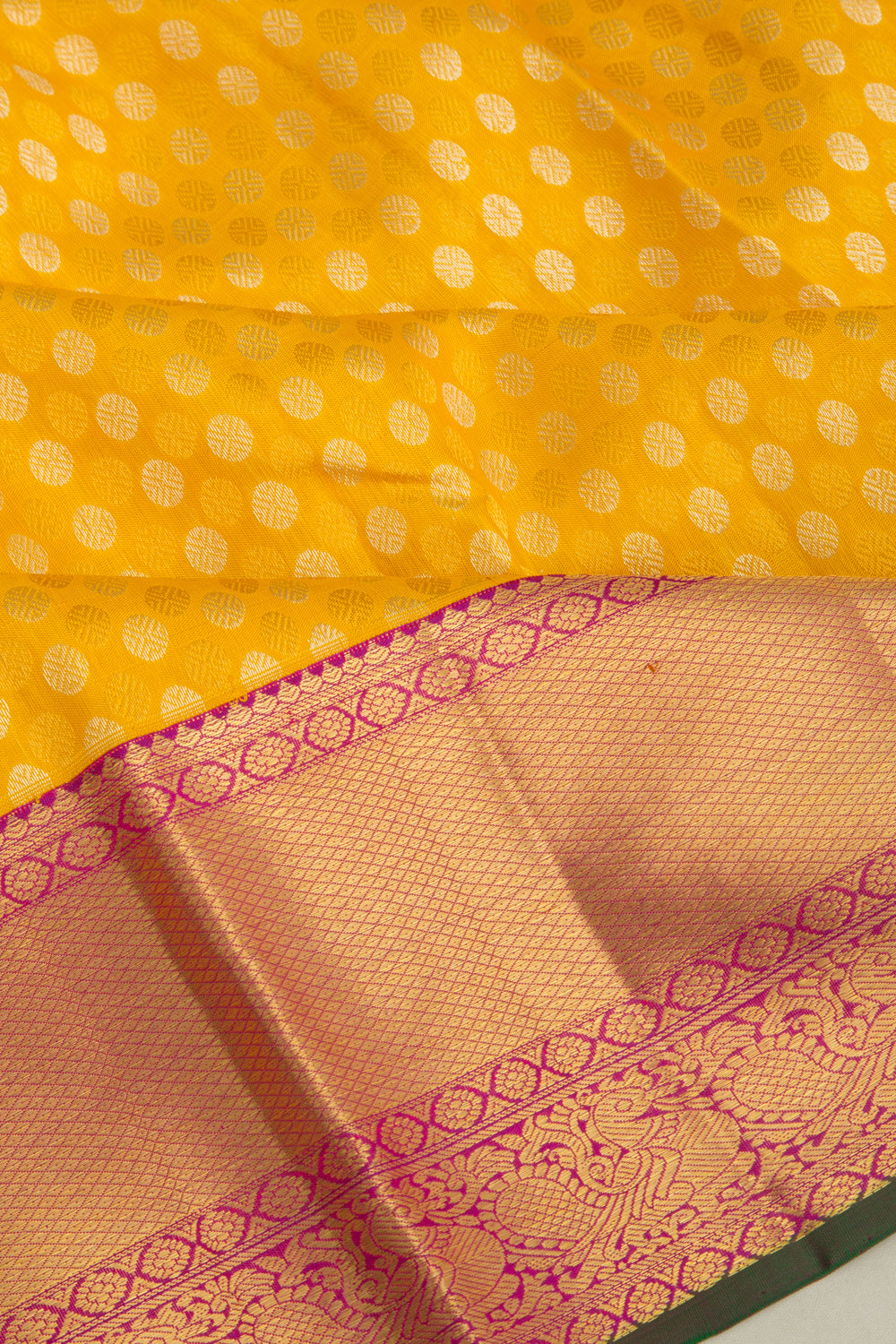 Kanchipuram Silk Brocade Yellow Saree